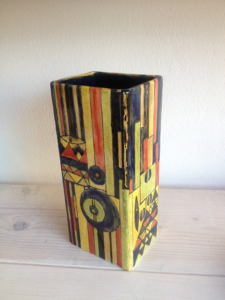 Handbemalte Viereck Vase, Keramik bemalen Eigenlob