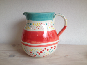 Bemalter Krug 1,5 Liter, Keramik bemalen Eigenlob
