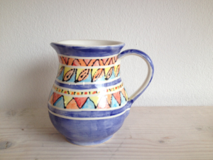 Bemalter Krug 1,5 Liter, Keramik bemalen Eigenlob