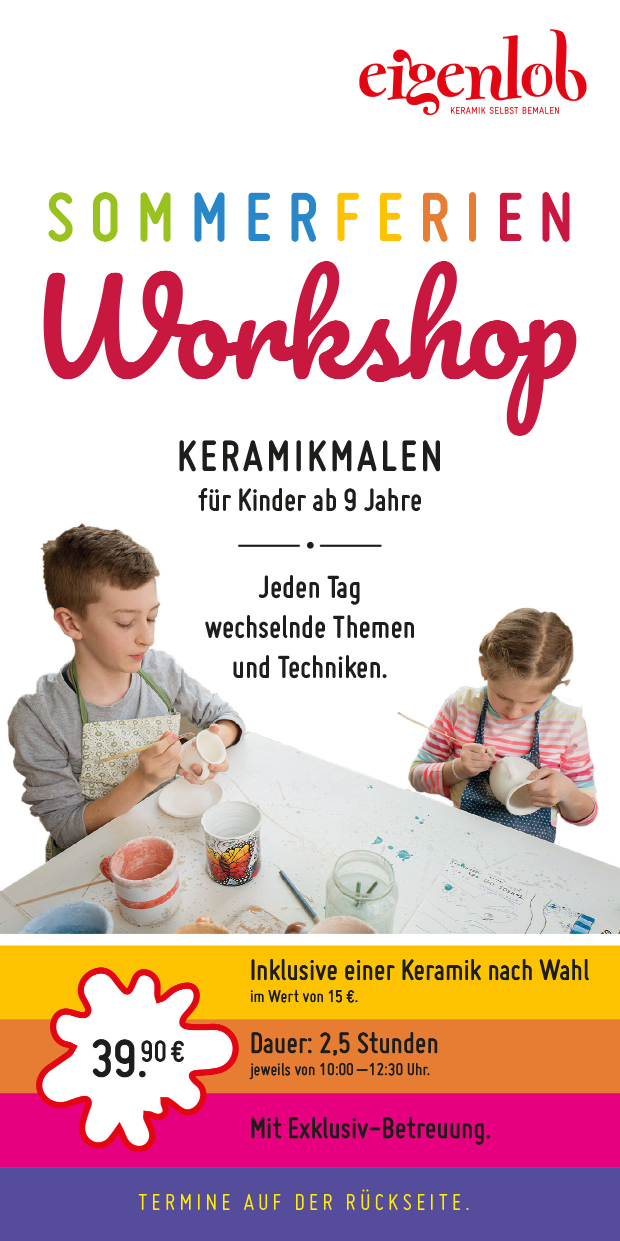 Flyer für Ferienprogramm Keramik malen